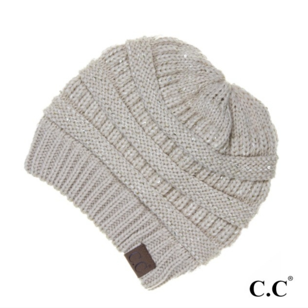 C.C. Beanie Beige with Sequins